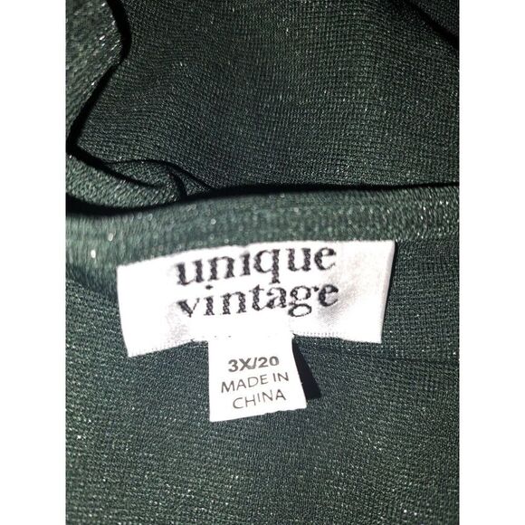 Unique Vintage‎ Dress Plus Size 3XL Green Sparkle Faux Wrap Stretchy Bodycon - Picture 7 of 8